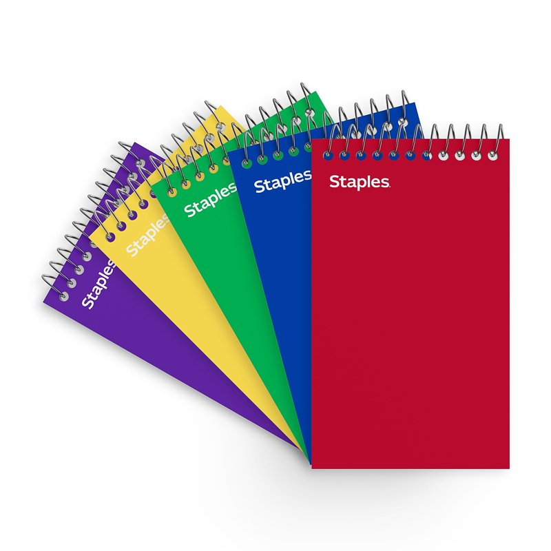 Assorted Color Memo Pads 3x5 Inch, 5 Pack of 75 Sheets Spiral Notebooks