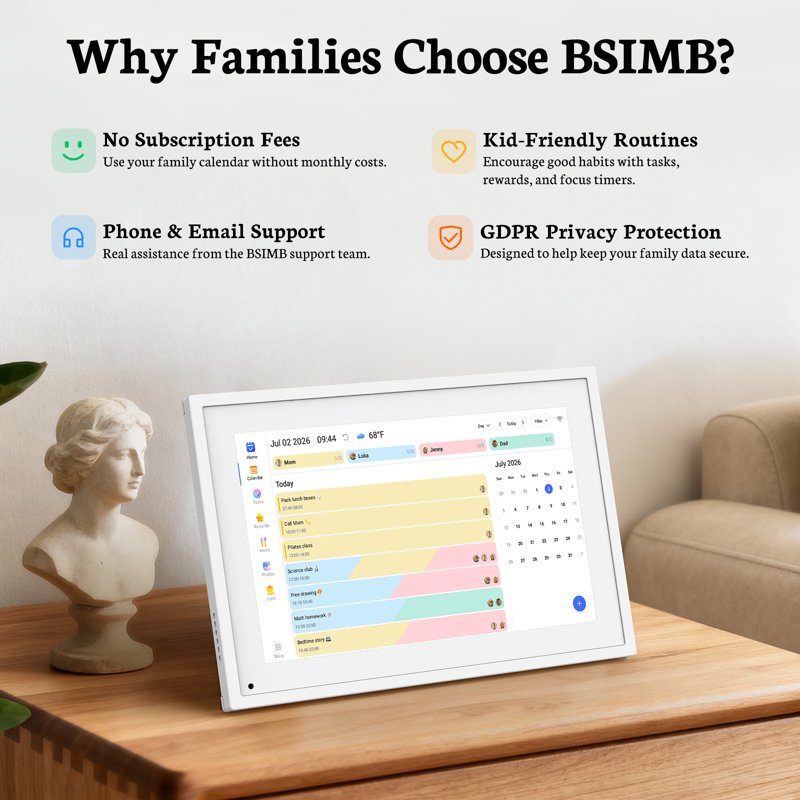 Digital Family Calendar 10.1 Inch Touch Screen Wall Planner Chore Meal Organizer