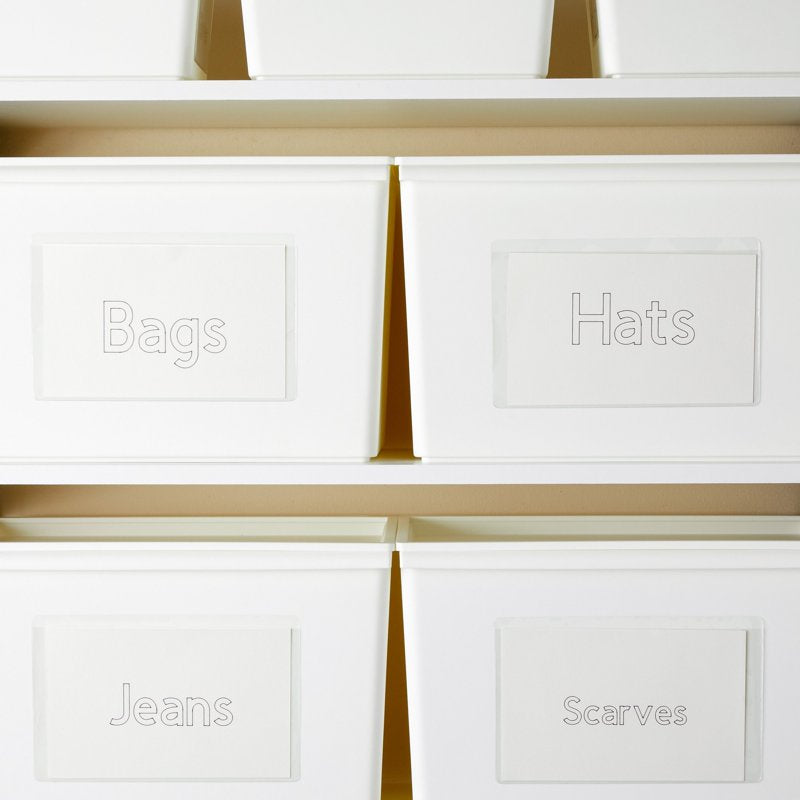 Unruled Office Card Sleeves Set of 30 - Multiple Sizes Adhesive Organizer Pockets