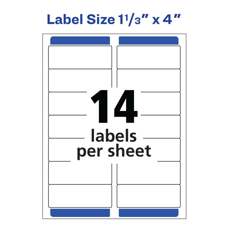Laser Address Labels 1-1/3 x 4 White Matte Paper Pack of 1400