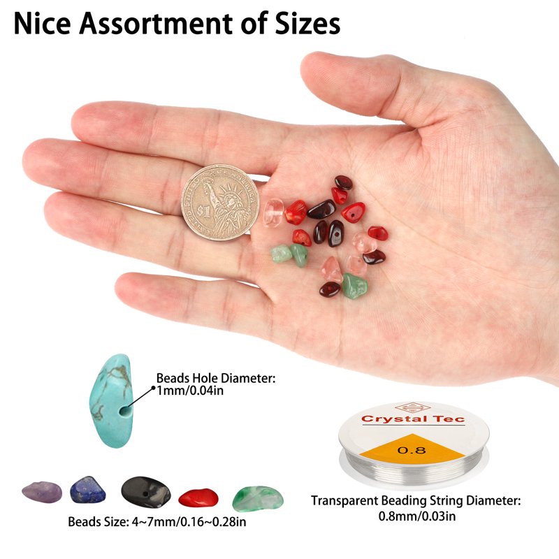 Natural Gemstone Beads 1200pcs Multi-Color Irregular Crushed Crystal Chips for Jewelry DIY Crafts