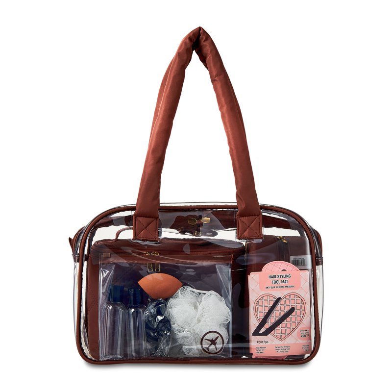 Travel Organizer Bag Set with Clear Tote and Accessories - 10 Pieces
