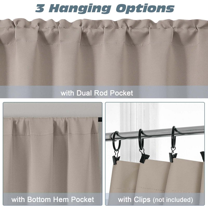 Window Valance Curtain 60x18 Inches for Kitchen Bedroom Living Room - Multiple Colors