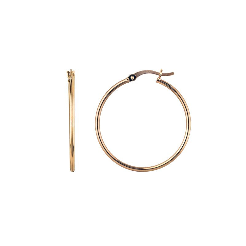 Sterling Silver & 14K Rose Gold Plated Hoop Earrings 30MM - Women's Jewelry