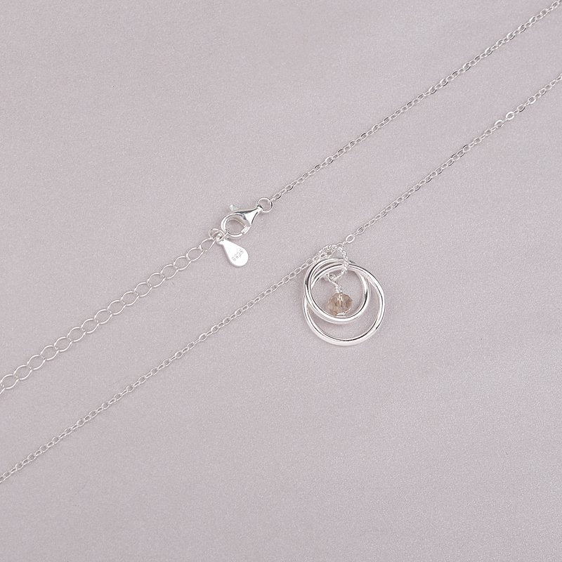 Sterling Silver Pregnancy Necklace with Two Overlapping Circles - Customizable Baby Shower Gift