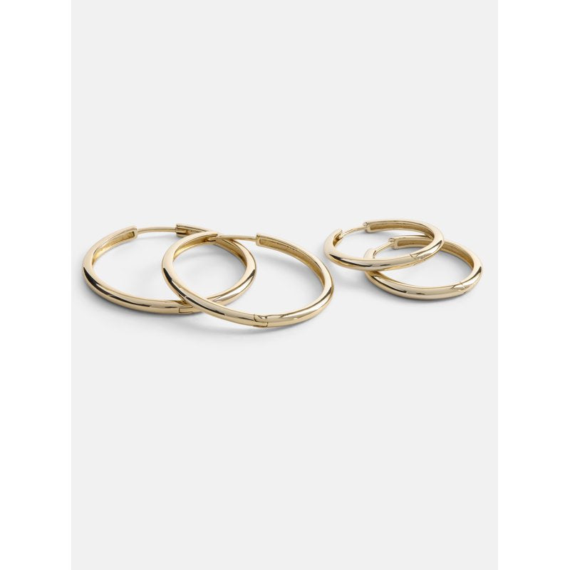 Women's Gold and Silver Hoop Earring Set - Demi-Fine 14K Plated Duo Pairs