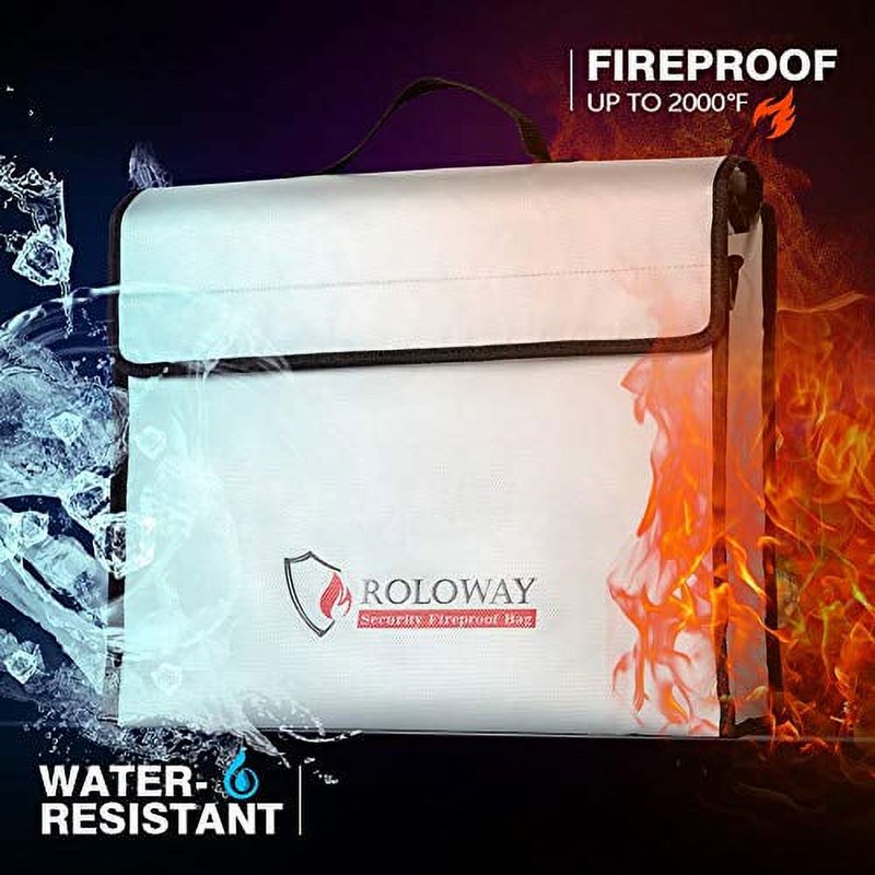 Large Fireproof Water-Resistant Document & Valuables Bag - 15x12x5 inches