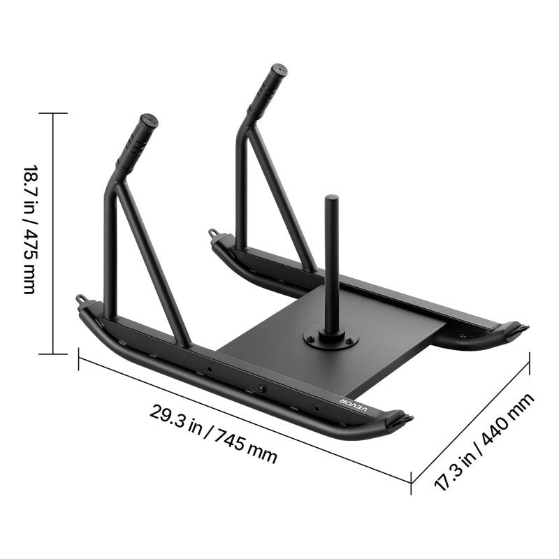 Steel Weight Sled for Fitness & Athletic Training - Compatible with 1/2 in Plates, Black
