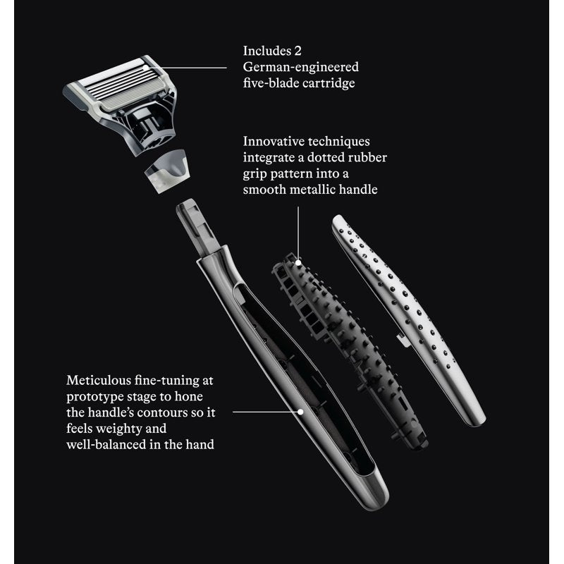 Men's Razor with Metal Handle & Blade Refills - Close & Comfortable Shave