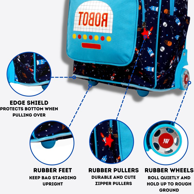 Kids Rolling Backpack 15-Inch Sparkle Sequin School & Travel Bag - Robot, Unicorn, Pink
