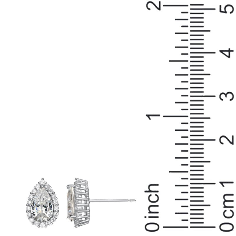 Pear-Shaped Moissanite Earrings in Rhodium Plated Sterling Silver — Elegant Gift-Ready Jewelry