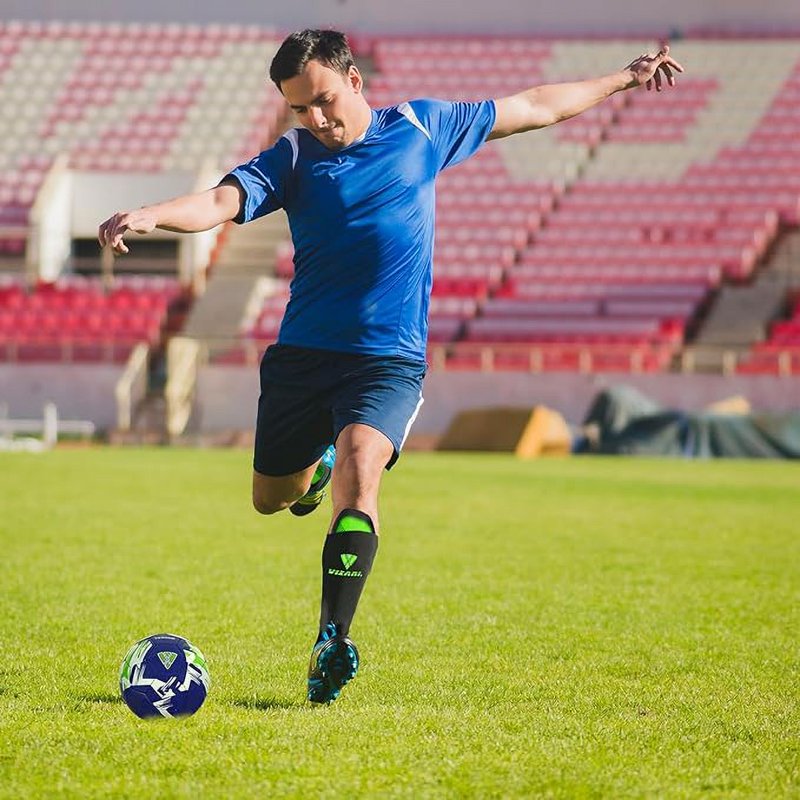 Vizari Slip-In Soccer Shin Guards for Adults and Youth - Lightweight Protective Shin Pads (S, Green/Black)