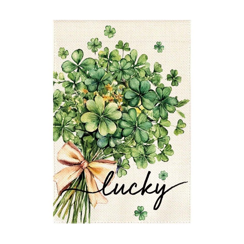 St Patrick's Day Garden Flag Shamrock Yard Sign Outdoor Decor Double Sided