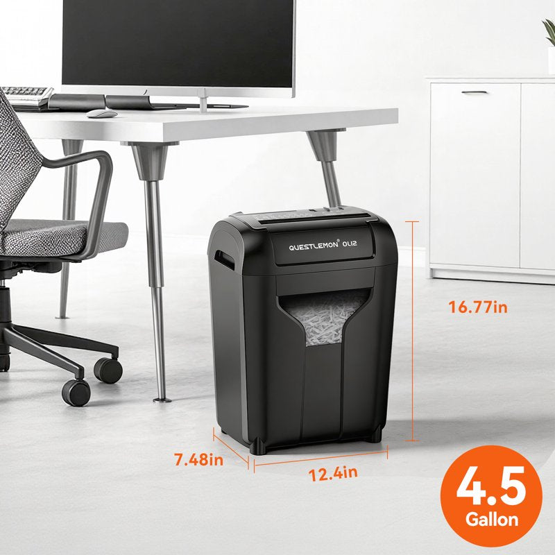 12-Sheet Cross Cut Paper Shredder with 4.5-Gallon Wastebin Home Office Security