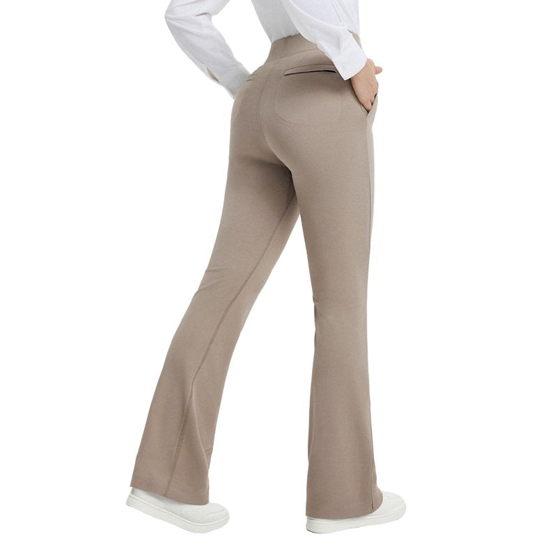 Women's Yoga Dress Pants with Pockets - High Waist, Bootcut, Stretchable, Casual Workwear