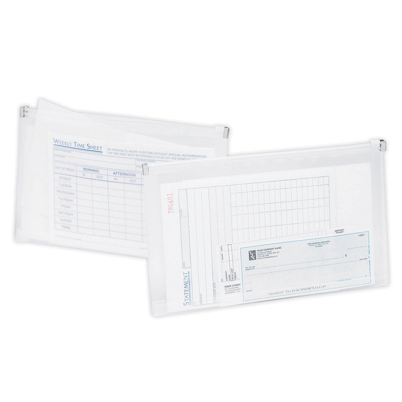 Clear Zipper Envelopes for Checks - Pack of 3 Office Supplies