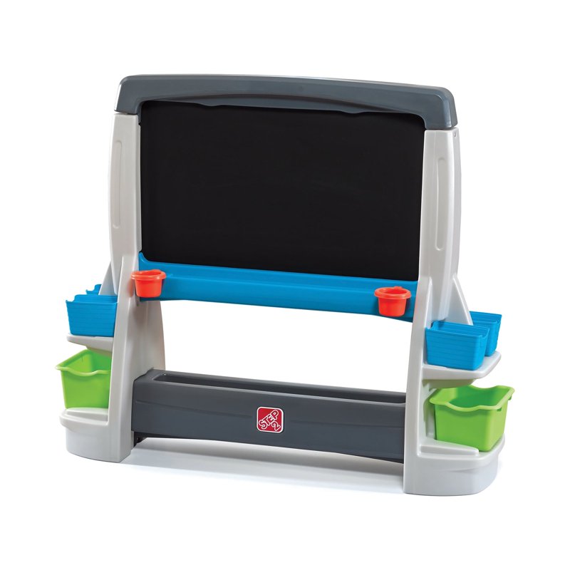 Kids Double-Sided Art Easel with Chalkboard and Whiteboard - Toddler Art Station