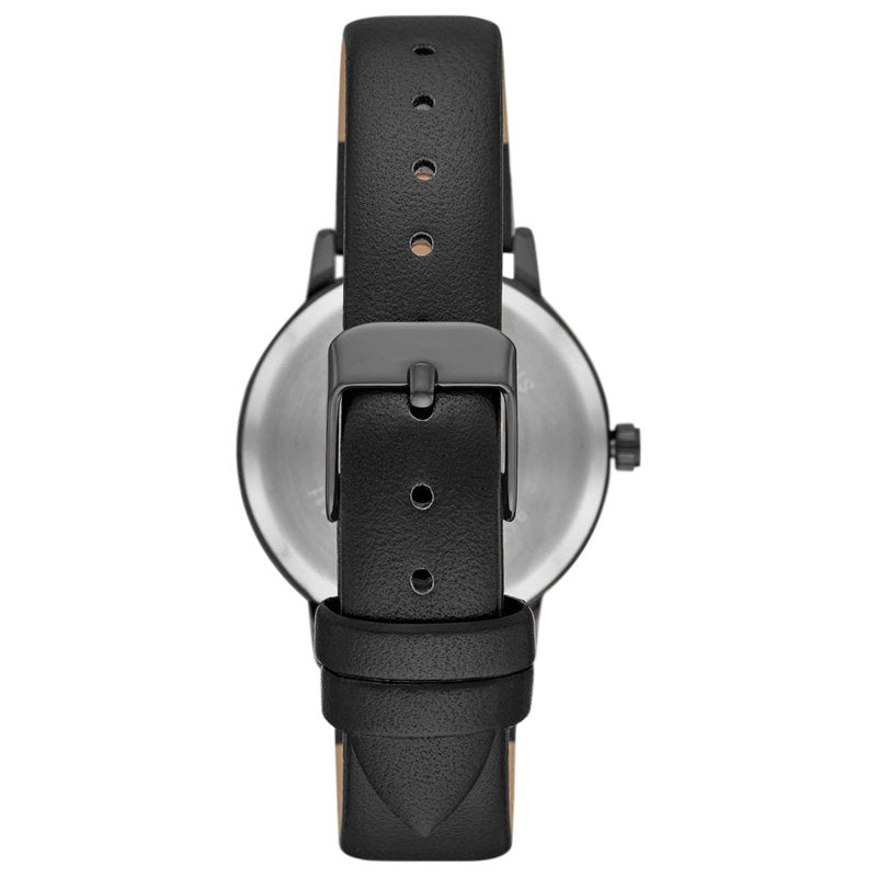 Women's Gunmetal Crystal Accent Watch - Faux Leather Strap, 34MM