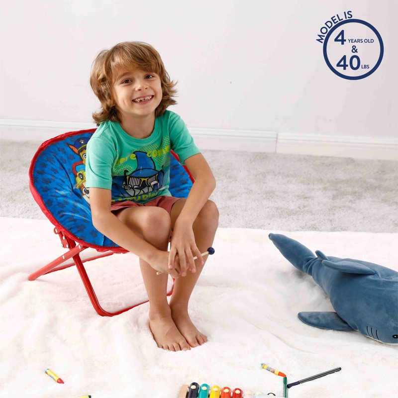 Paw Patrol 19" Toddler Mini Saucer Chair - Blue Polyester (Variation: Blue, Red, White, Multicolor)