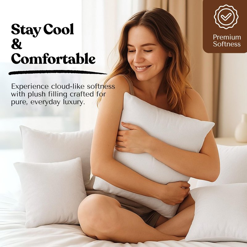 Square Throw Pillow Inserts Set - Plush Polyester Cushion Fillers for Couch Bed Chair