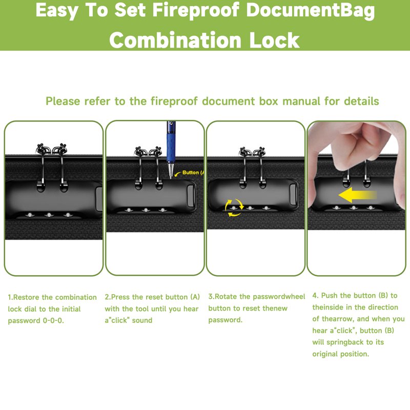 Fireproof Document Organizer with Lock and Accordion File - Hard Shell Safe Storage