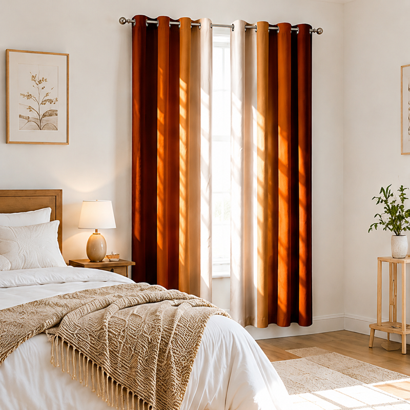 Burnt Orange Ombre Blackout Curtains - Room Darkening Grommet Drapes for Living Room & Bedroom, Pack of 2, Multiple Sizes