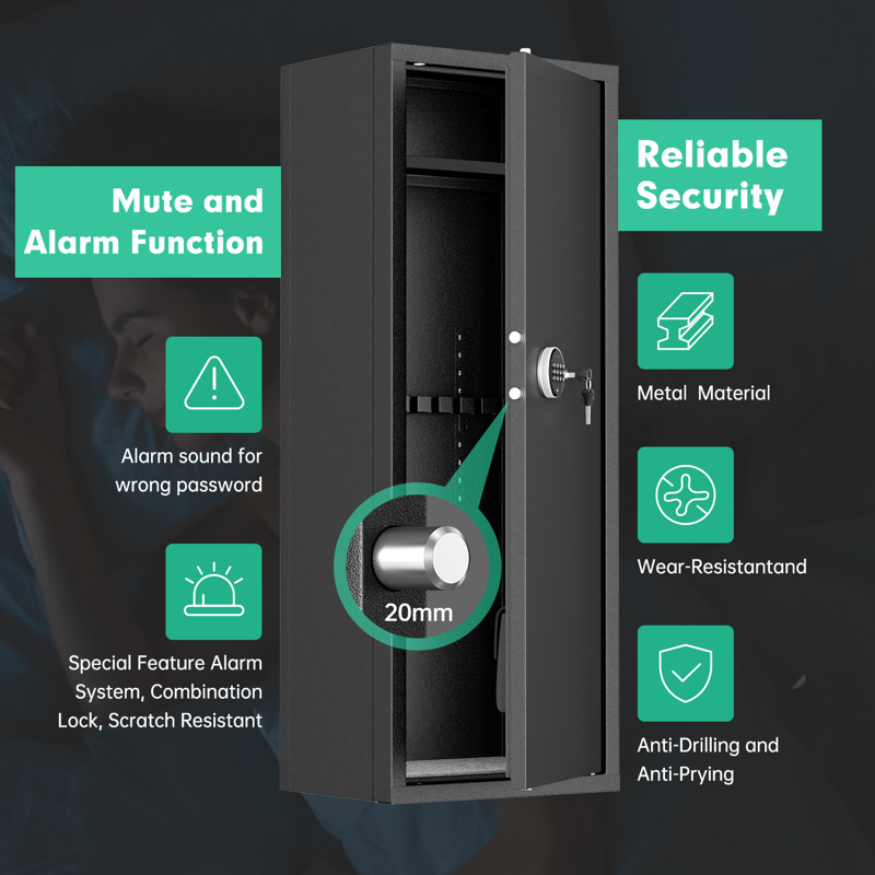 Large Capacity Gun Safe for Rifles and Pistols with Digital Lock and LED Lighting