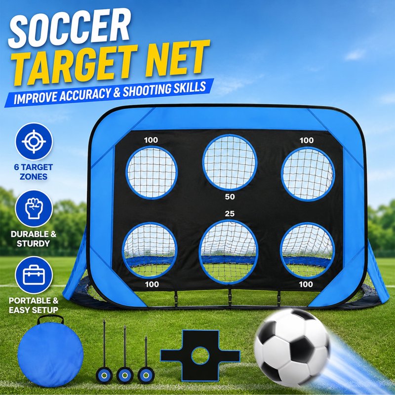 Portable 4x2.6 ft Foldable Kids Soccer Goal, Sturdy Backyard Beach Park Set