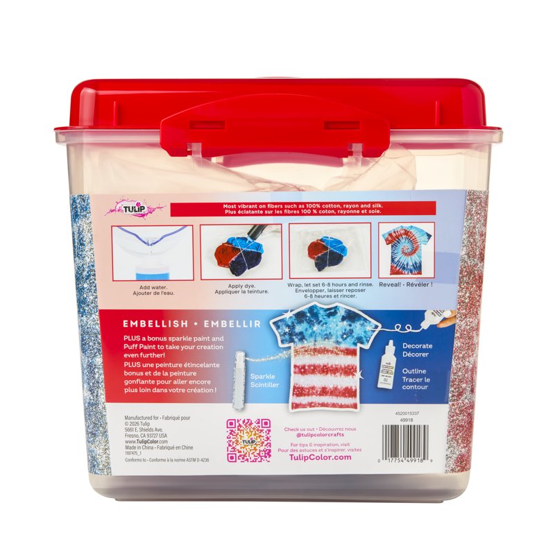 Patriotic Tie-Dye Kit for 4th of July & Memorial Day - 74-Piece Set with Colors & Accessories
