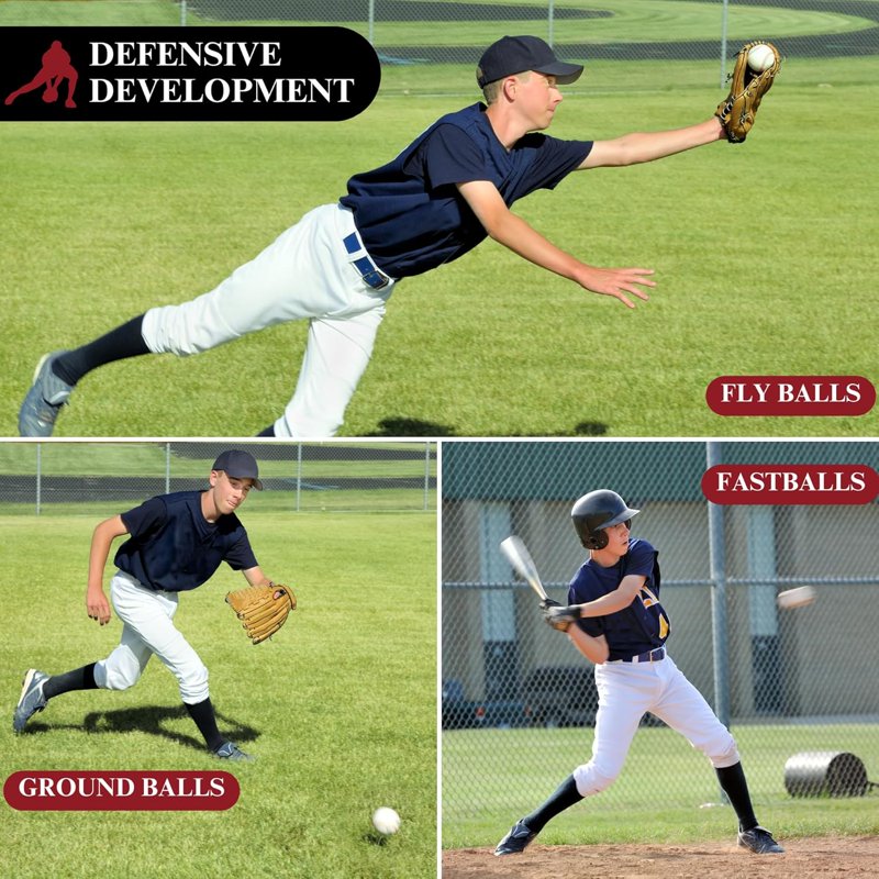Baseball Pitching Machine with Adjustable Speed & Fielding Practice