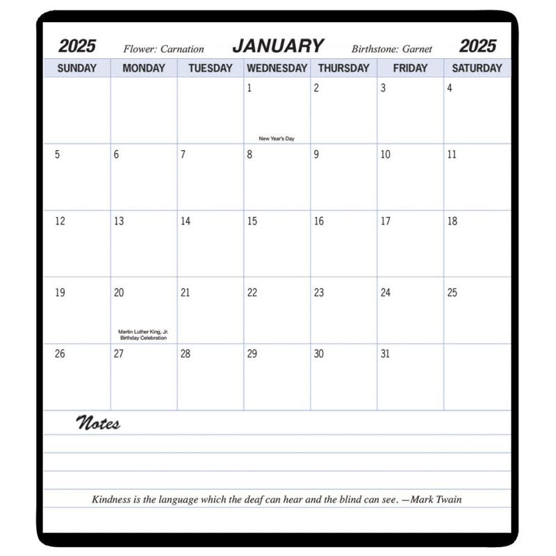 Wildflower 2-Year Pocket Planner 2024-2025 - Durable Laminated Cover
