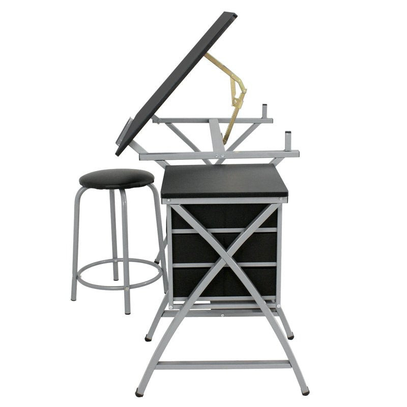 Adjustable Drafting Table with Stool, Art & Craft Workstation, Folding Design