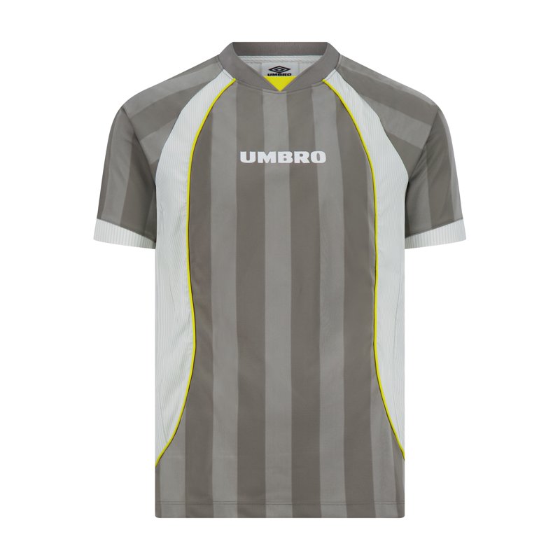 Umbro Men’s Retro Panelled Raglan Shirt - Brushed Nickel / Brilliant White / Blazing Yellow (XL)