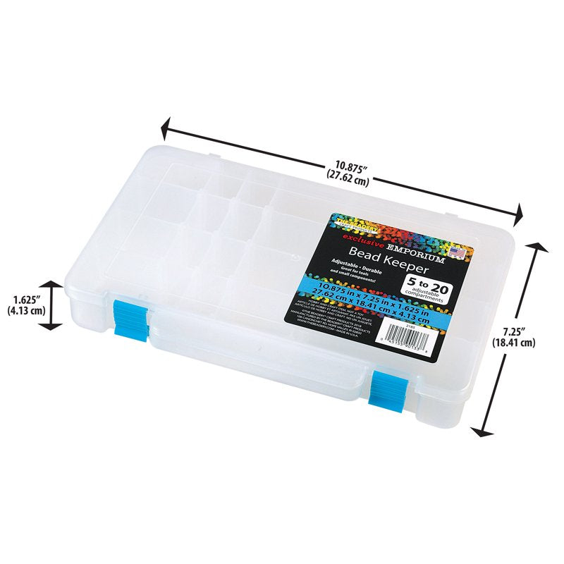 Craft Bead Organizer Box with Adjustable Compartments - Clear Plastic Storage Container