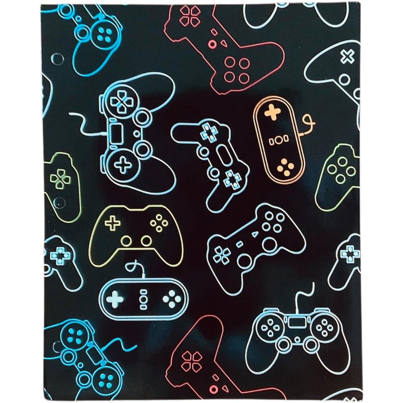 Back to School 4-Pack Pocket Folders with Fun Gaming, Sharks, Dinosaur & Camo Designs