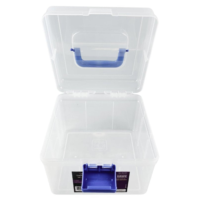 Plastic Storage Box with Blue Handle & Latch - 8.25 Inch Organizer