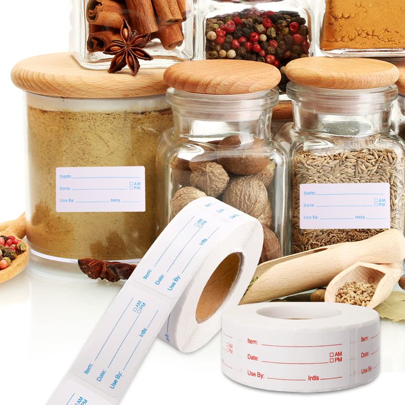 Removable Food Labels Stickers - 1000 Pieces, 1x2 Inch, Easy Write Food Organizer