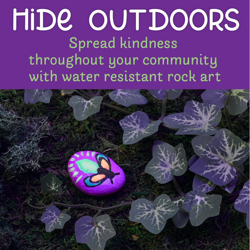 Glow in the Dark Rock Painting Kit for Kids Ages 6+ - 10 Rocks with Paint & Decor