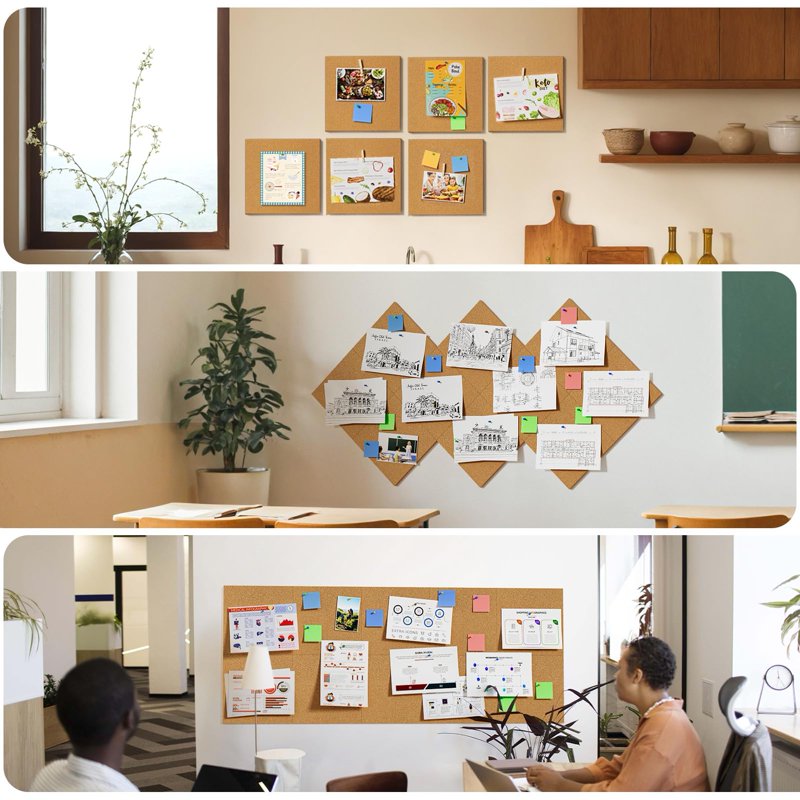 Large Cork Board Tiles for Wall - 15-Pack 12x12 Inch Bulletin Boards for Office & Home