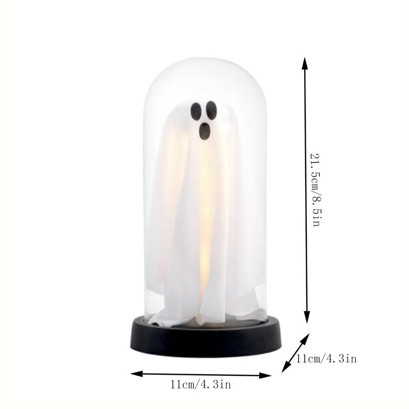 Diceymbol Ghost Cloche Night Light - Fabric Ghost Lamp with Glass Dome, 8.5 Inch - Variation: Ghost Lamp-19-Cloche