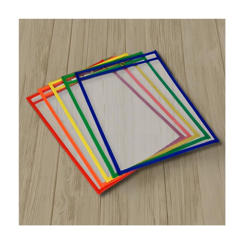 Reusable Dry Erase Pocket Sleeves Set of 25 - 10.5 x 13 Inches for Classroom & Office