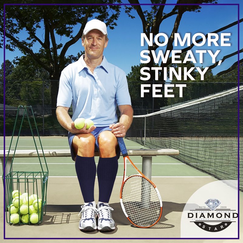 Diabetic Over The Calf Socks – Non-Binding Cushioned Cotton Knee High Men’s Socks Navy 6 Pairs