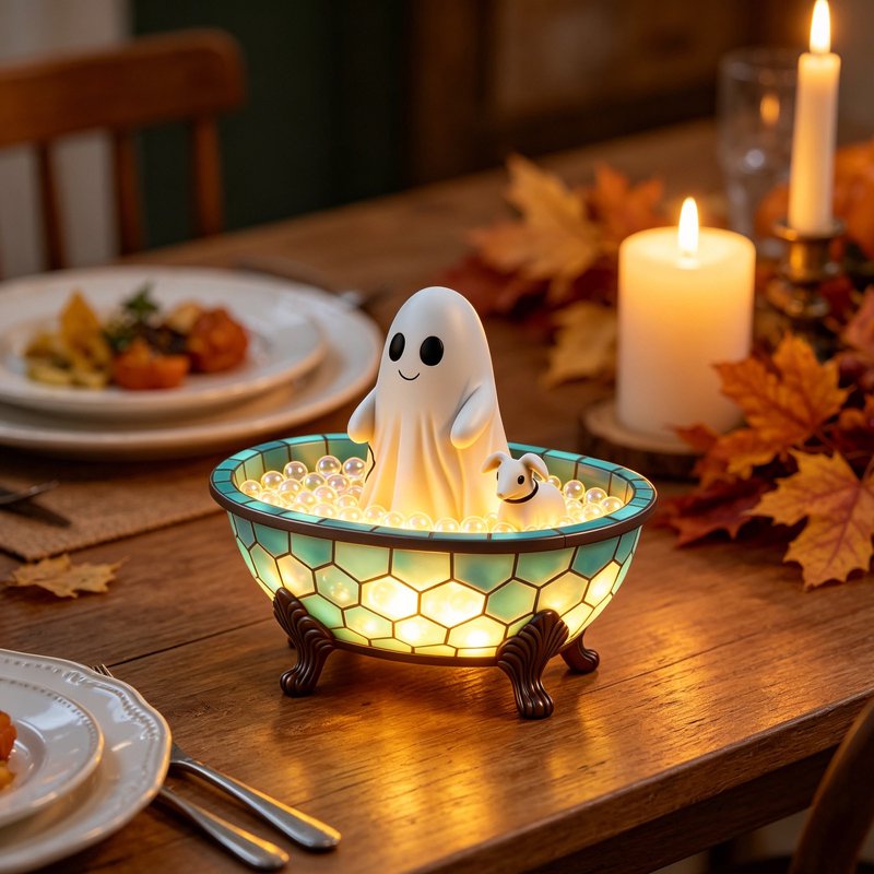 Halloween Ghost Bubble Bath Lamp with Night Light for Home & Bedroom Decor