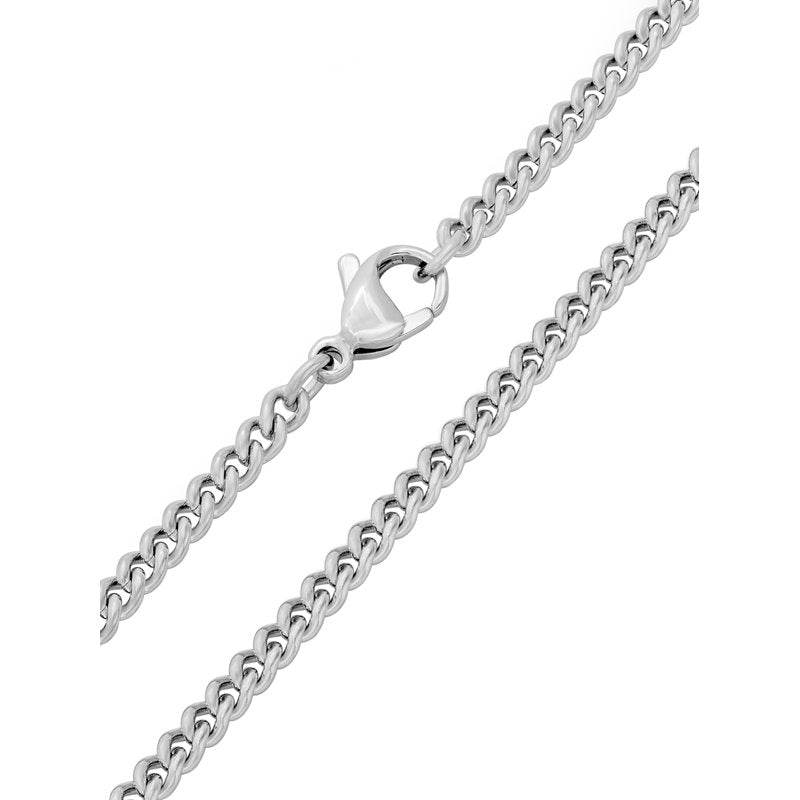 Men's Silver-Tone Stainless Steel Curb Link Chain Necklace 24 Inch