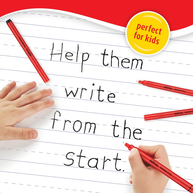 Handwriting Pens Set - Easy-to-Hold Round Shape with Washable Black Ink, 2 Pack