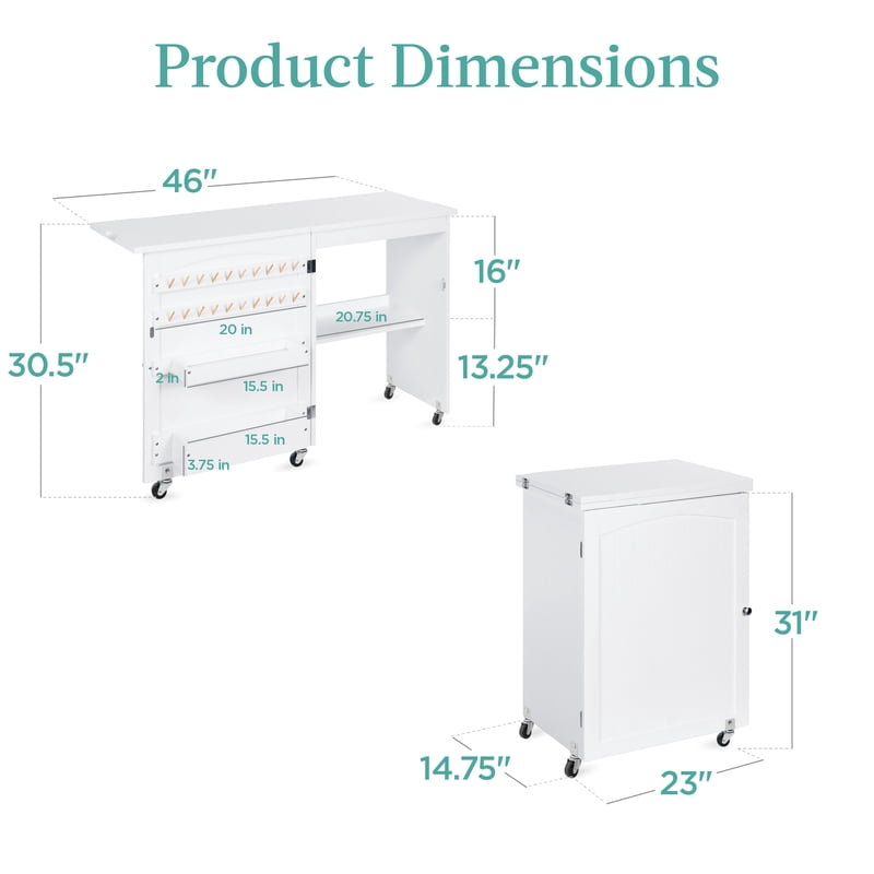 Multi-Function Sewing & Craft Table with Storage - White