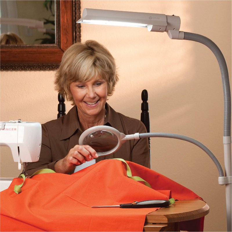 OttLite EasyView Floor Lamp with 3x Magnifier - Craft, Sewing, Reading Light