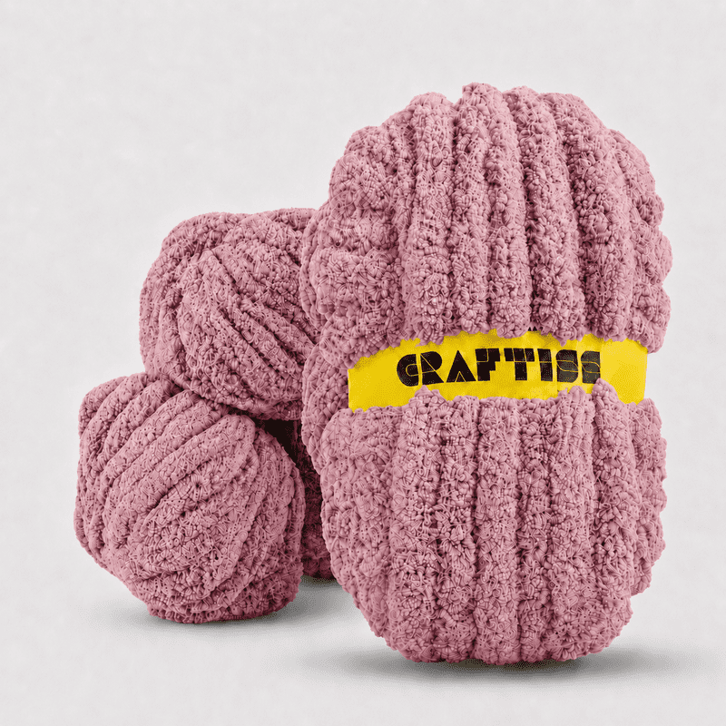 Chunky Chenille Yarn for Knitting & Crocheting - Soft & Plush 8 oz Skeins