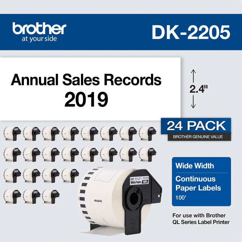 Continuous Paper Label Roll 24-Pack for Office & Shipping - 100 ft Length