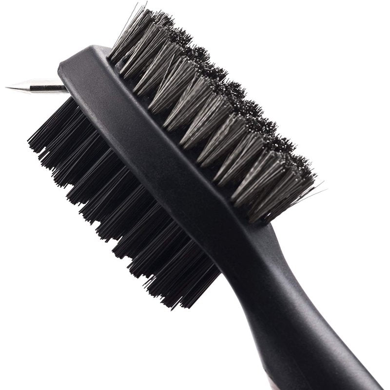 Golf Club Groove Cleaner Brush Set with Retractable Zip-Line & Carabiner